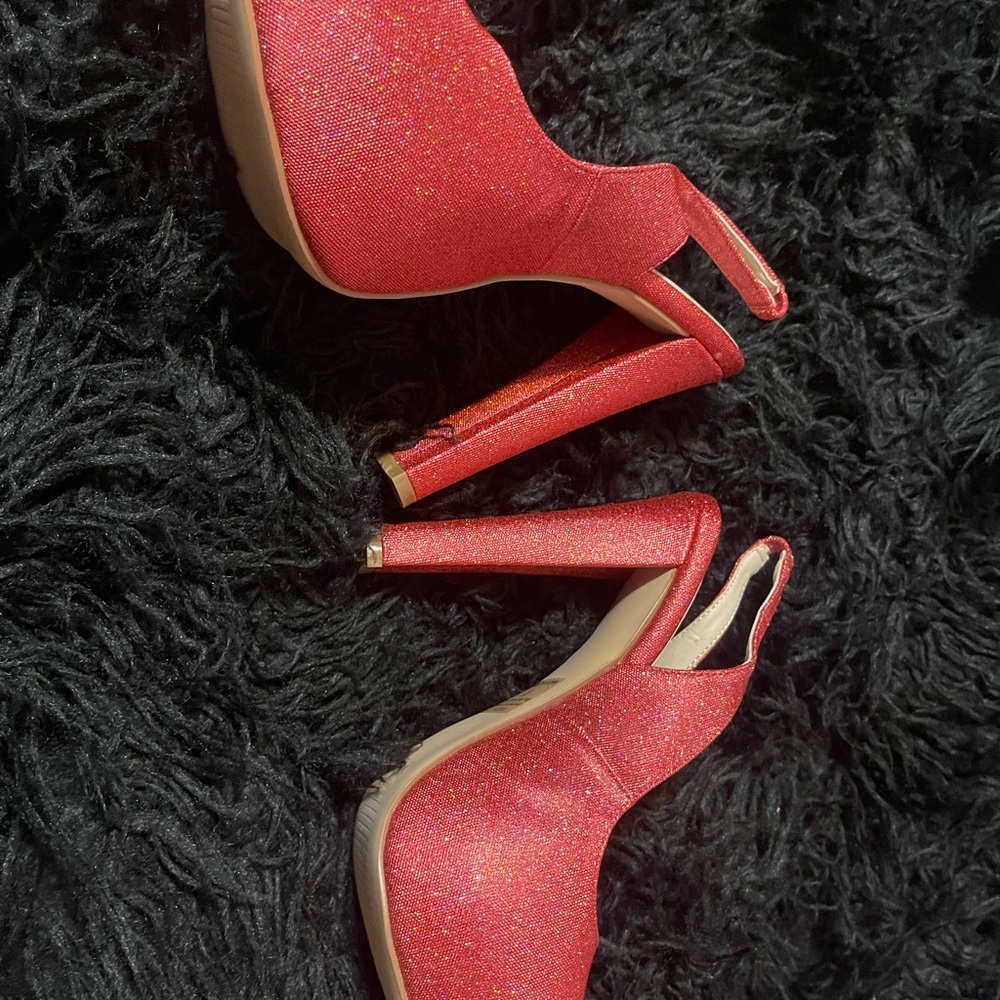 Elegant Red Glitter Heels
